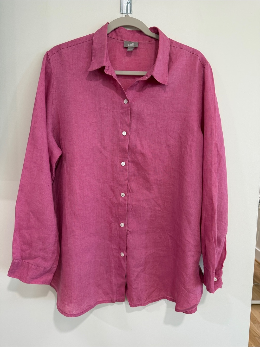 J. Jill Linen Button-Front Tunic in Berry Pink